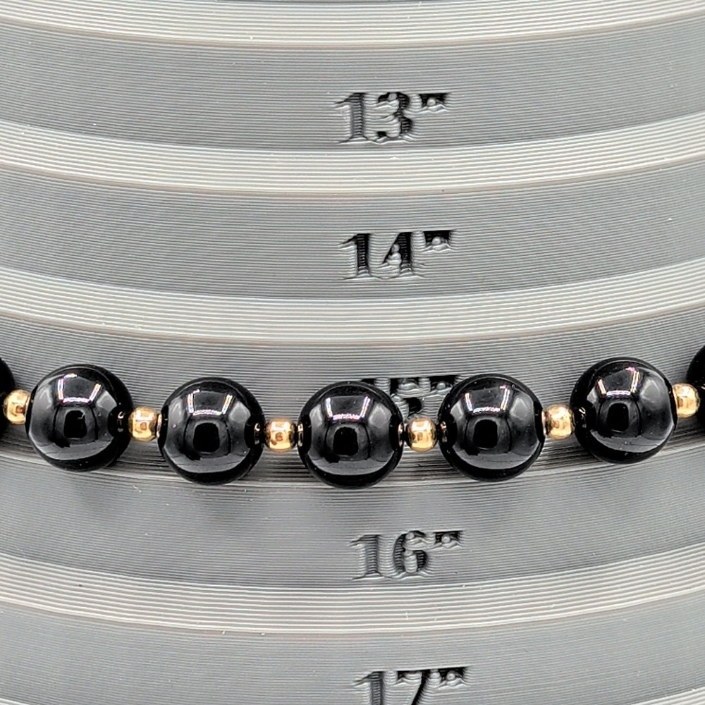 Vintage Monet Black Beaded Choker Necklace Gold Tone Spacers 15" - Picture 6 of 13